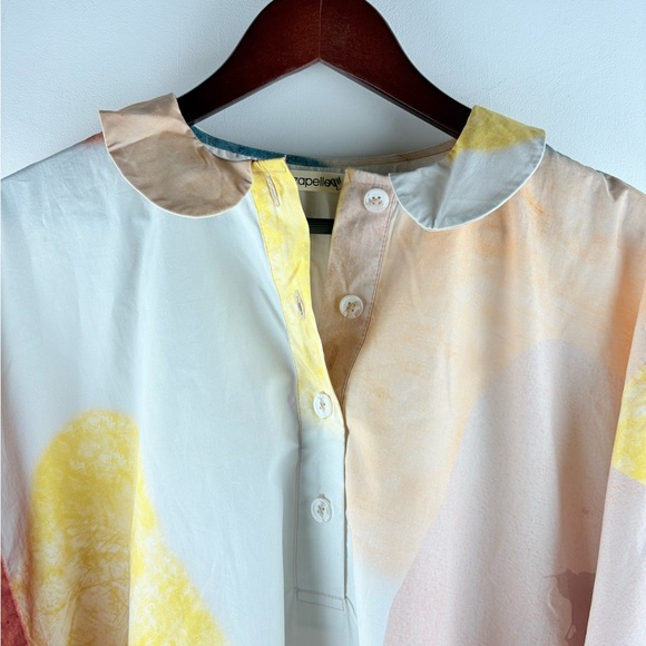 Zapelle Abstract Colorful Artsy Print Cotton Poplin Oversized Shirt Dress L 12 - Picture 4 of 10